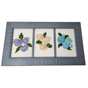 Fetco Home Decor 3D Flowers Wall Art Canvas Wood Framed Cottagecore BOHO